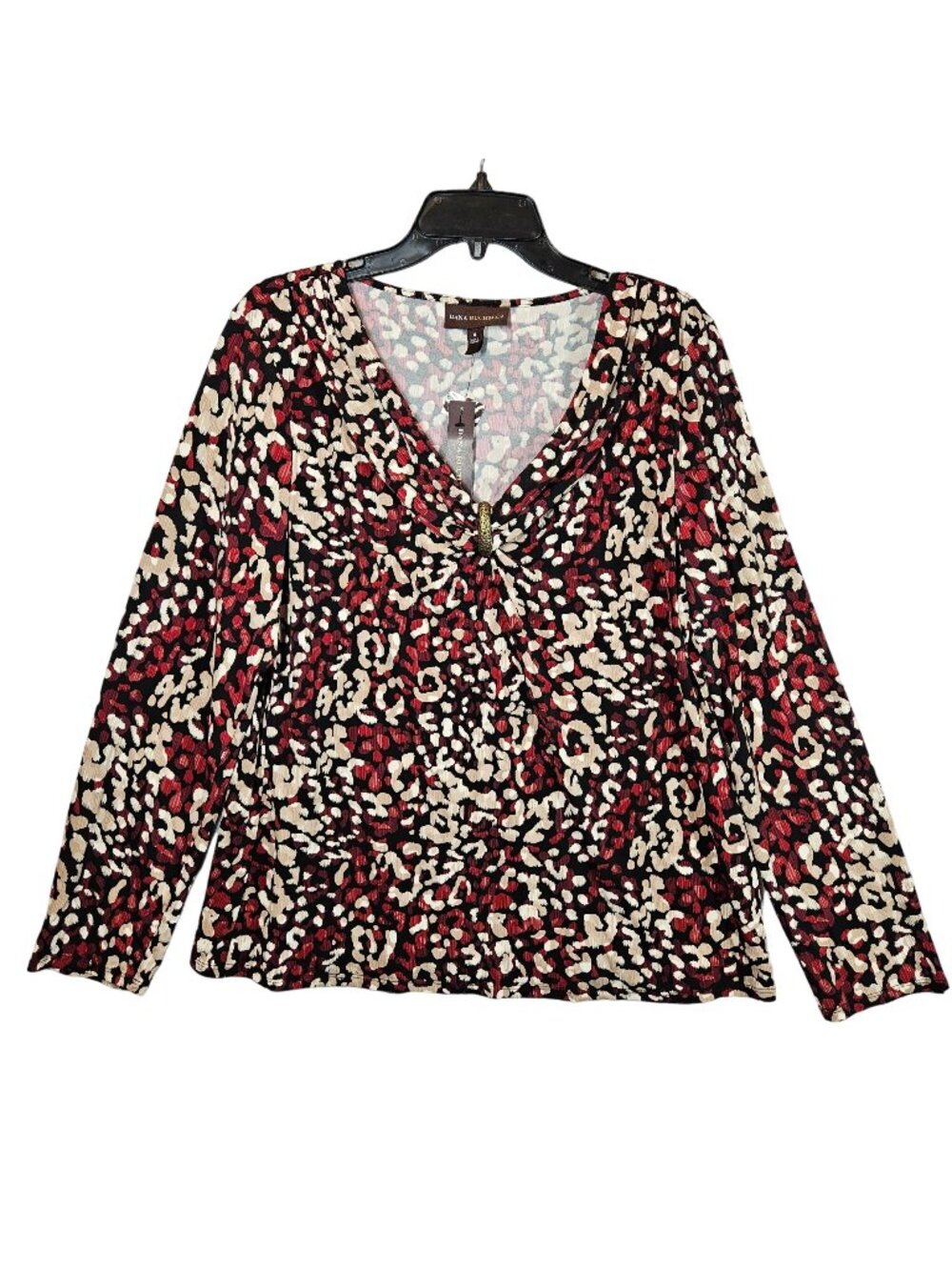 NWT Dana Buchman Blouse Womens XLMaroon Black White Career Office date night Fun
